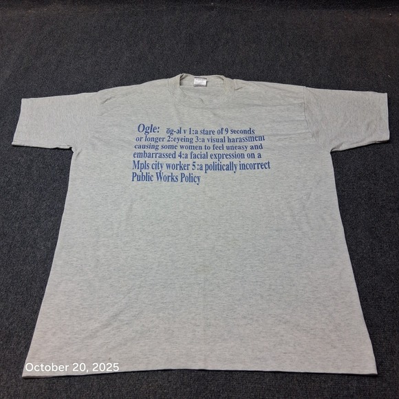 Best Hombre Fashion Other - Vintage Ogle T Shirt Size XL Novelty Funny Single Stitch Heather Gray BEST